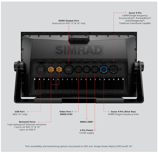 Simrad NSS Evo3S 9", 12" and 16" Multifunction Fish Finder Chartplotter with Preloaded C-MAP US Enhanced Charts