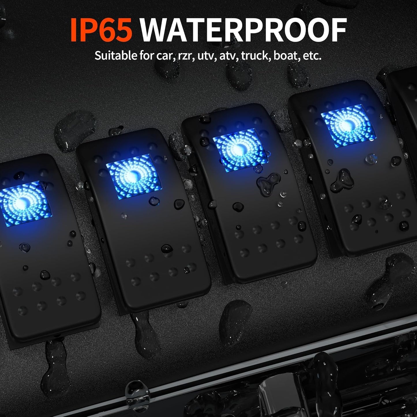 DaierTek Marine Waterproof LED Rocker Switch 12V - Blue