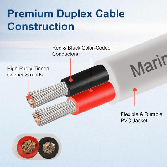 XRDS -RF 16 AWG Marine Wire 30FT, 2-Conductor (Red & Black) Duplex Marine Grade