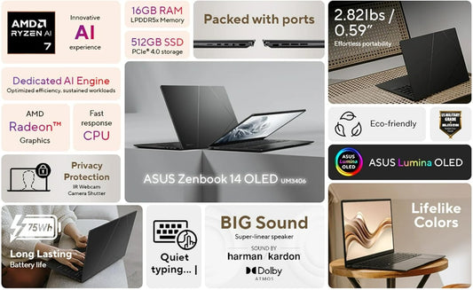 ASUS ZenBook 14 OLED AMD Ryzen 7 Ultralight Laptop