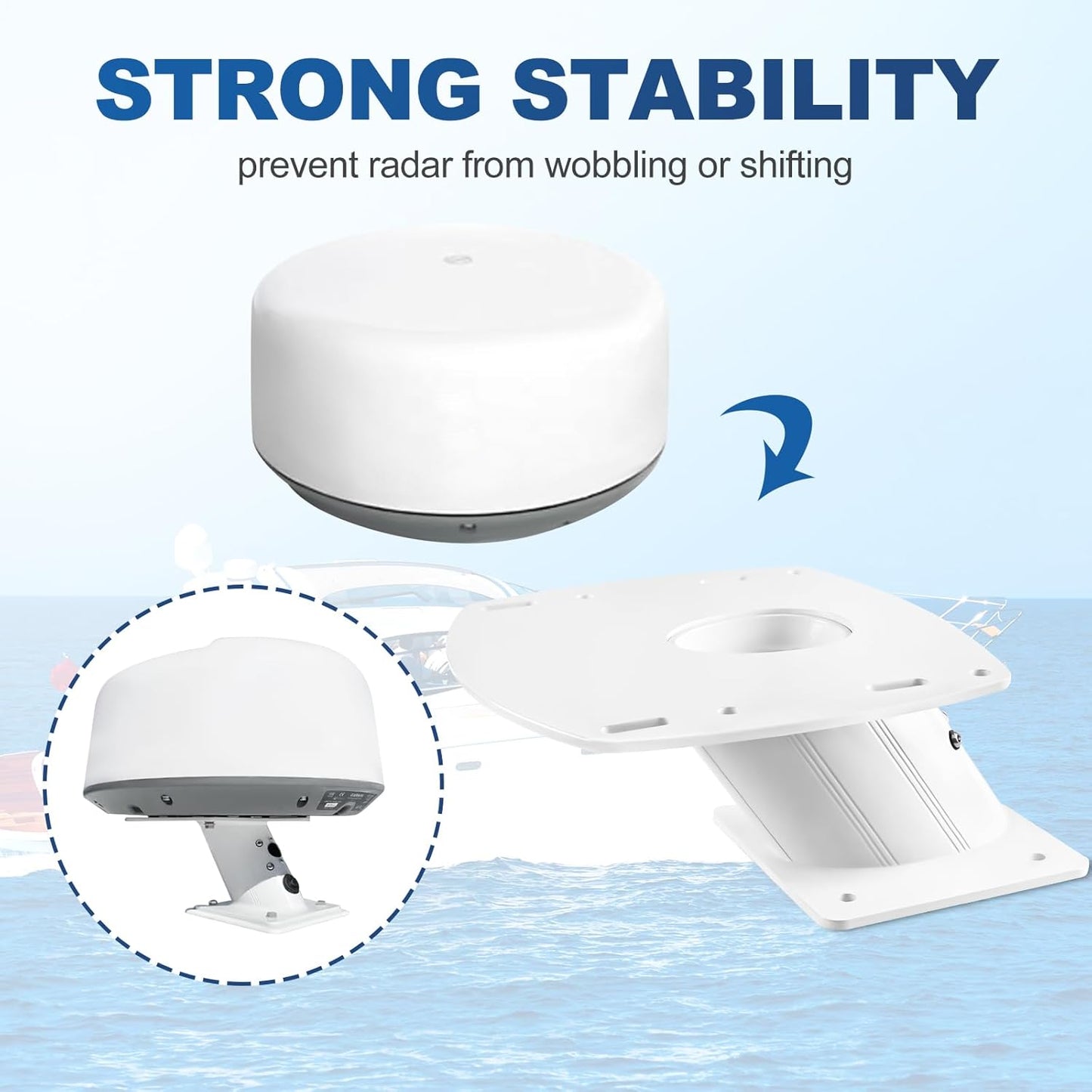 Aluminum Radar Mount 6" Forward Leaning - Garmin/Raymarine/Simrad