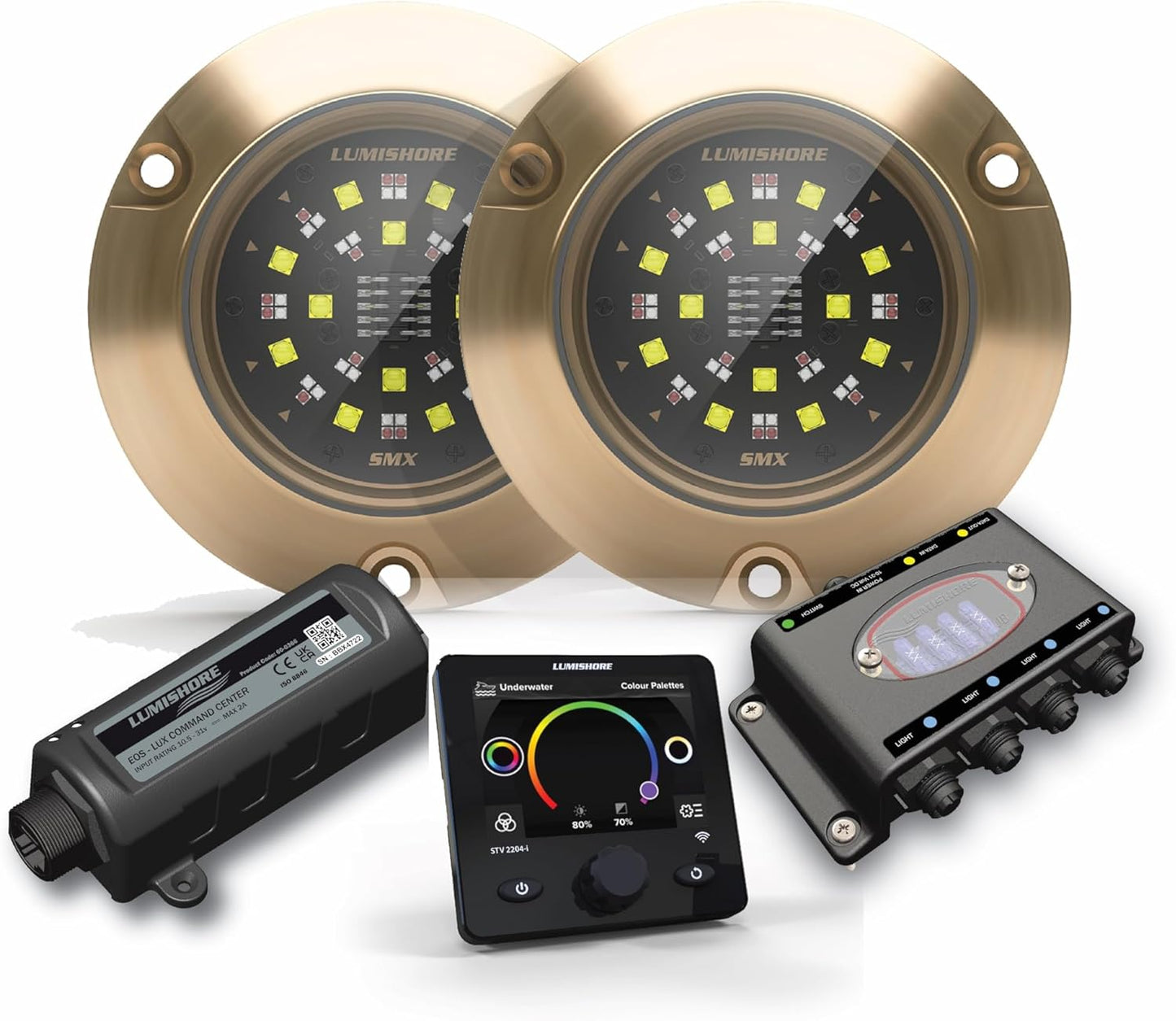 Lumishore SMX154 EOS Full Color Surface Mount LED Underwater Two Light Kit (with Display), 60-0538