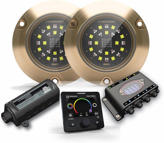 Lumishore SMX154 EOS Full Color Surface Mount LED Underwater Two Light Kit (with Display), 60-0538
