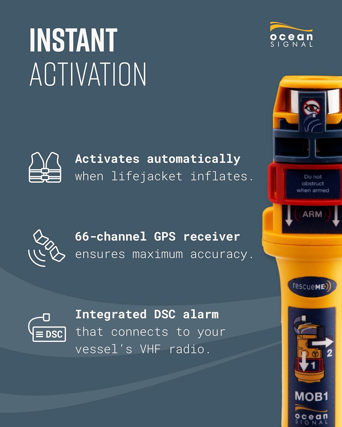 Ocean Signal rescueME MOB1 Personal AIS/DSC Man Overboard Device