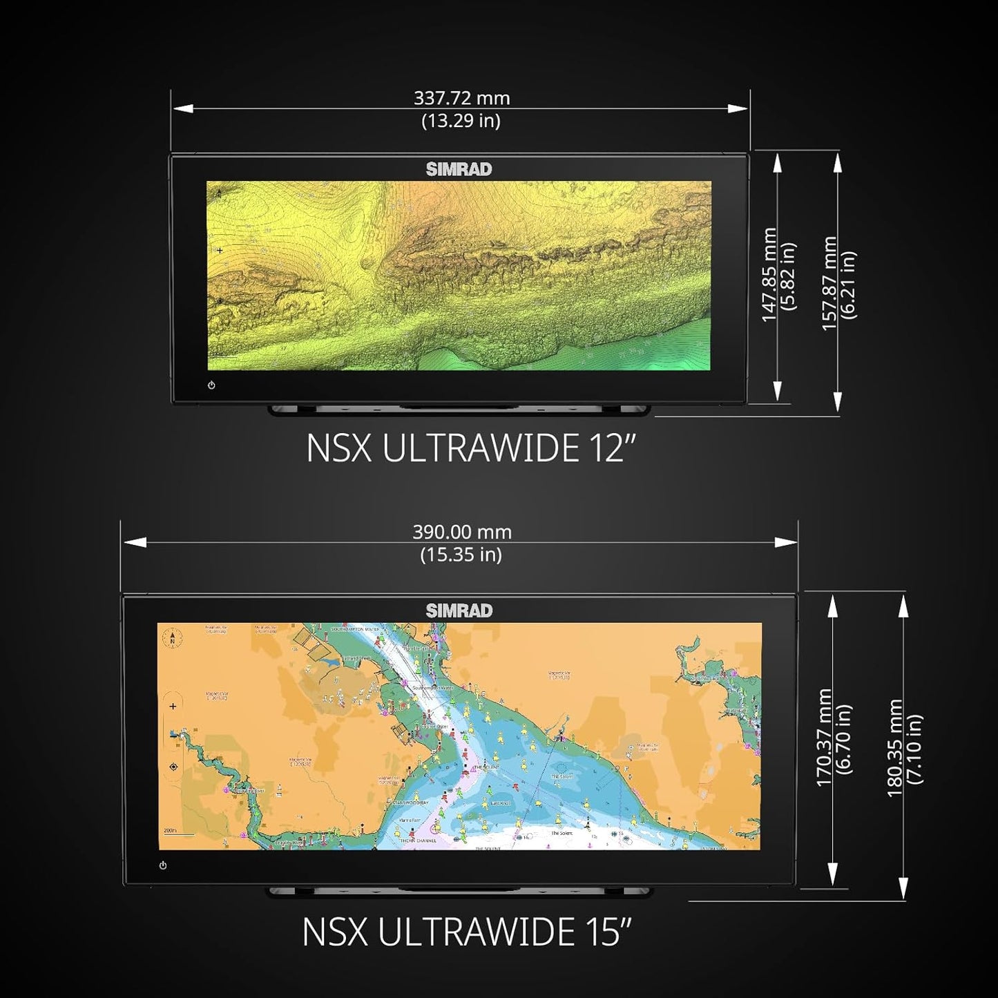 Simrad NSX Ultrawide 12" Smart Chartplotter and Fish Finder w/Active Imaging 3-in-1 Transducer and C-MAP Discover X Chart