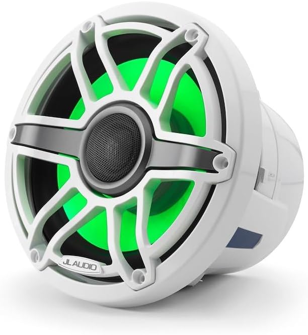 JL Audio M6 Series 7.7" Marine Coaxial Speakers w/Gloss White Sport Grille Transflective LED Lighting - M6-770X-S-GwGw-i [010-03074-00]