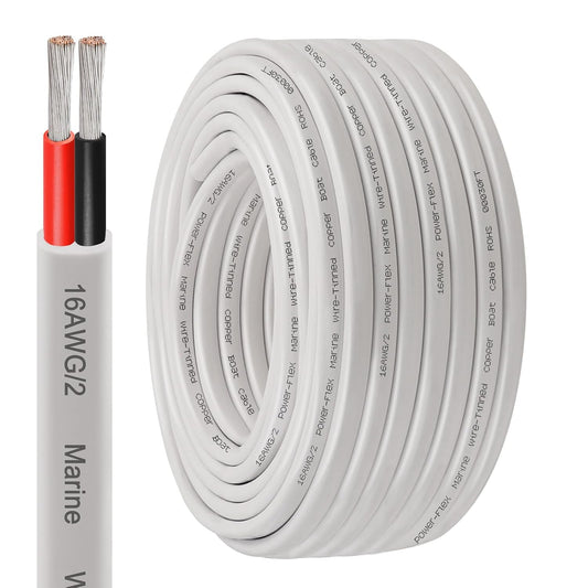 XRDS -RF 16 AWG Marine Wire 30FT, 2-Conductor (Red & Black) Duplex Marine Grade