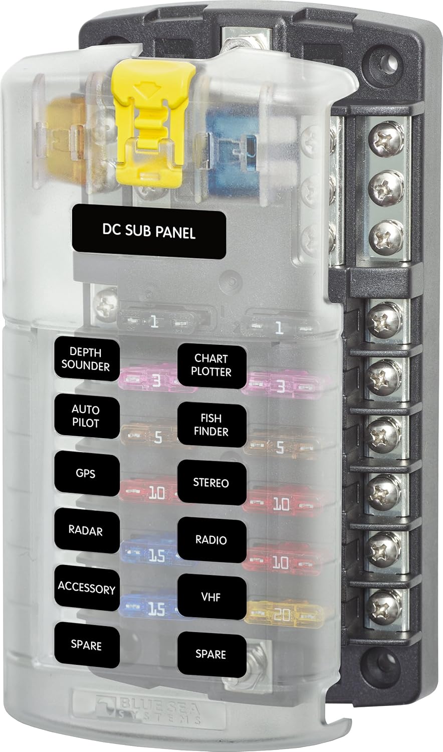 Blue Sea Systems ST Blade 12-Circuit Fuse Block with Ground - 100A