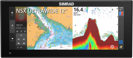 Simrad NSX Ultrawide 12" Smart Chartplotter and Fish Finder w/Active Imaging 3-in-1 Transducer and C-MAP Discover X Chart