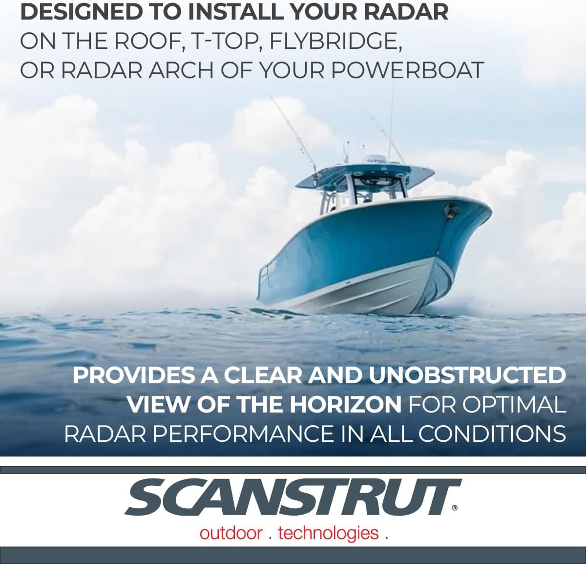 Scanstrut Forward-Leaning Aluminum Radar Tower - 150mm