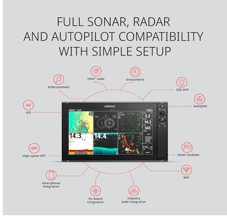 Simrad NSS Evo3S 9", 12" and 16" Multifunction Fish Finder Chartplotter with Preloaded C-MAP US Enhanced Charts