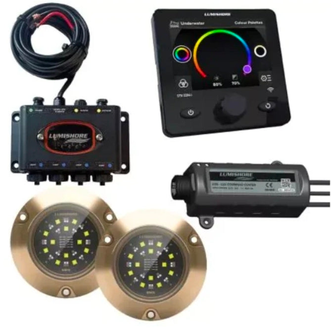 Lumishore SMX154 EOS Full Color Surface Mount LED Underwater Two Light Kit (with Display), 60-0538