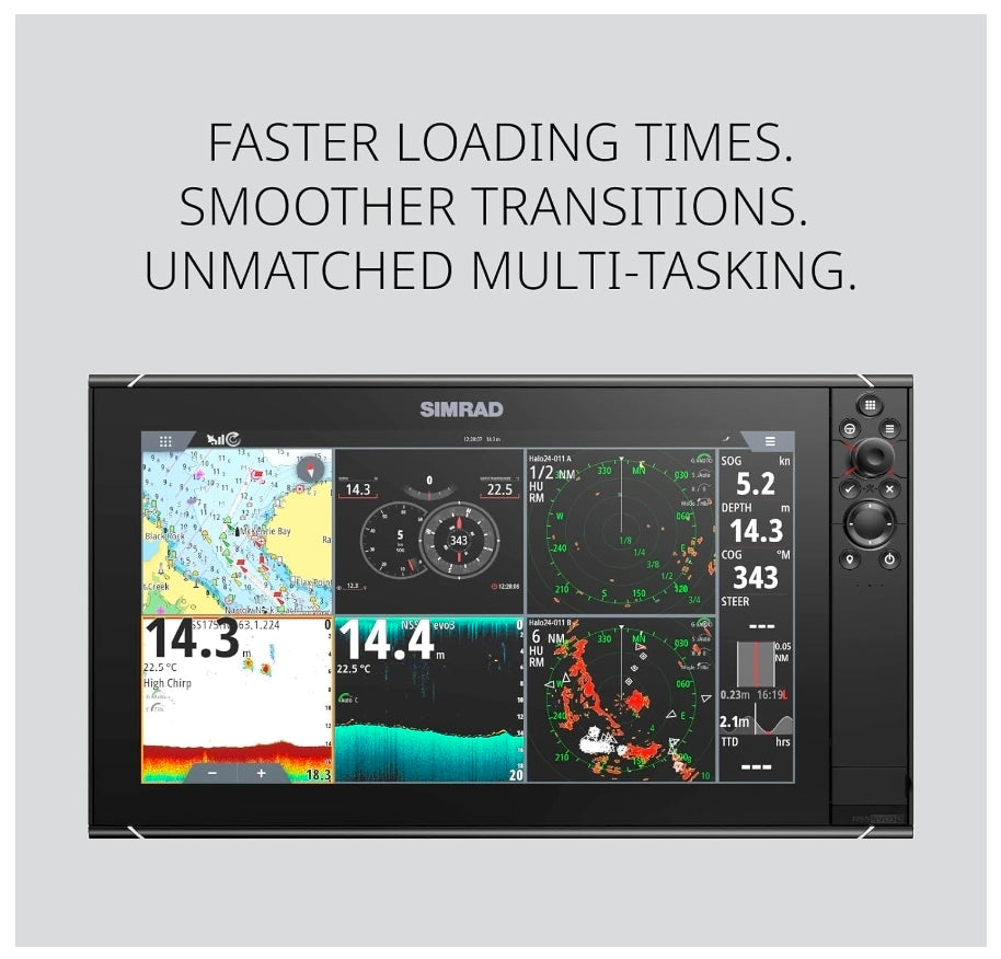 Simrad NSS Evo3S 9", 12" and 16" Multifunction Fish Finder Chartplotter with Preloaded C-MAP US Enhanced Charts