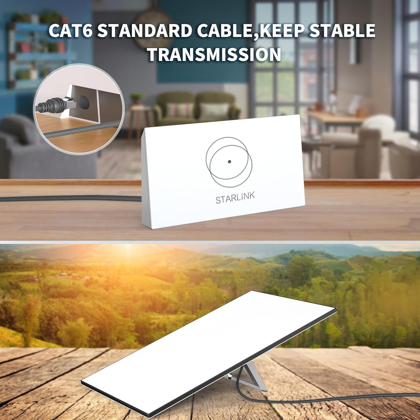 Starlink Cable 150FT  Replacement Cable,24AWG 2000Mbps High Speed CAT6 Cable for Starlink V3(150FT/46M)