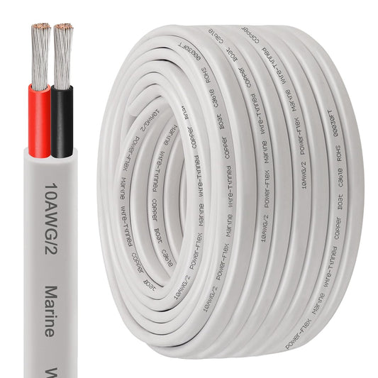 XRDS -RF 10 AWG Marine Wire 100FT, 2-Conductor (Red & Black) Duplex Marine Grade