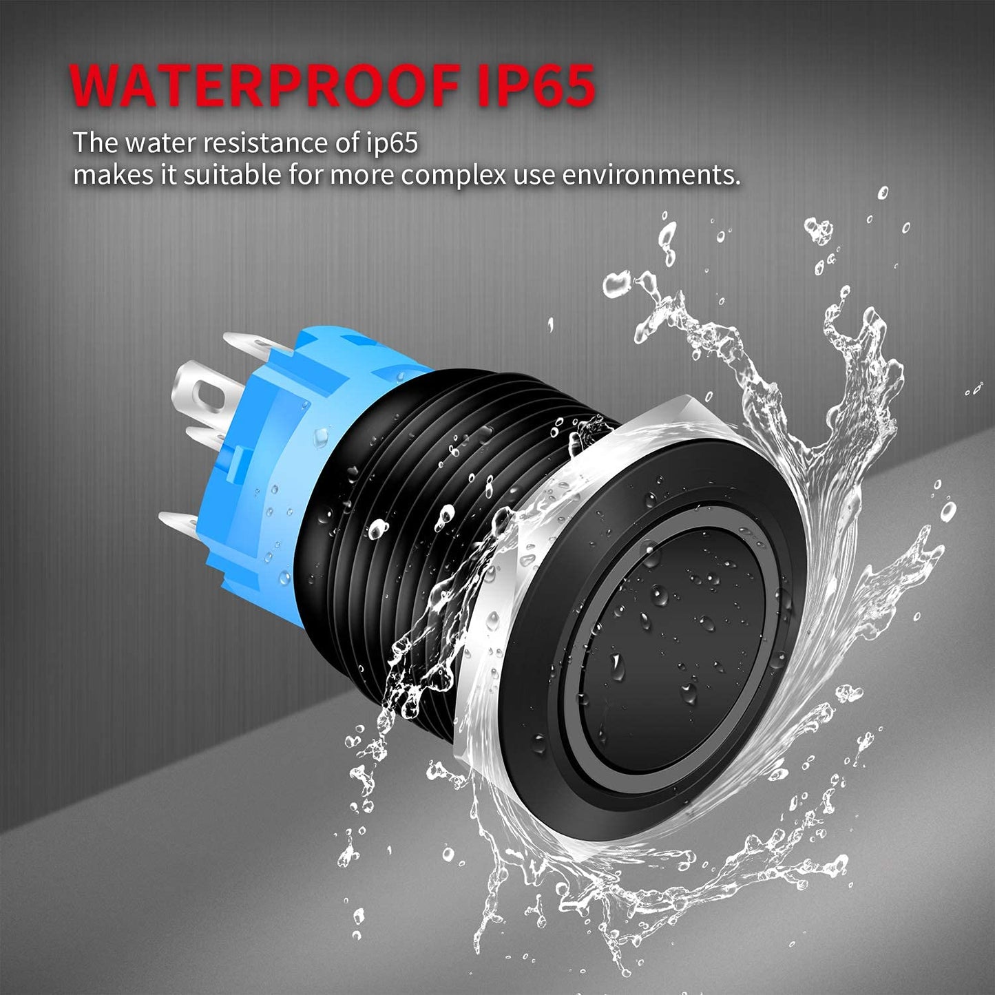 DaierTek 19mm Marine Latching Push Button Switch 12V Blue LED - 8 Pack