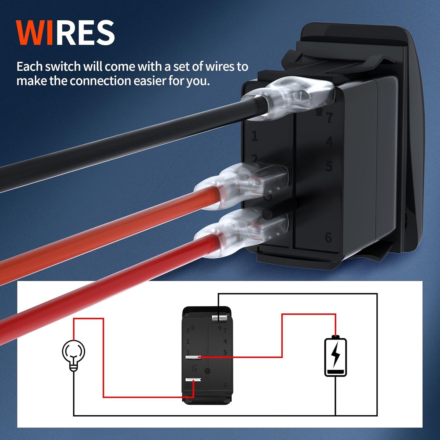 DaierTek Marine Waterproof LED Rocker Switch 12V - Blue