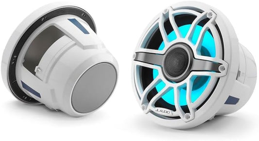 JL Audio M6 Series 7.7" Marine Coaxial Speakers w/Gloss White Sport Grille Transflective LED Lighting - M6-770X-S-GwGw-i [010-03074-00]