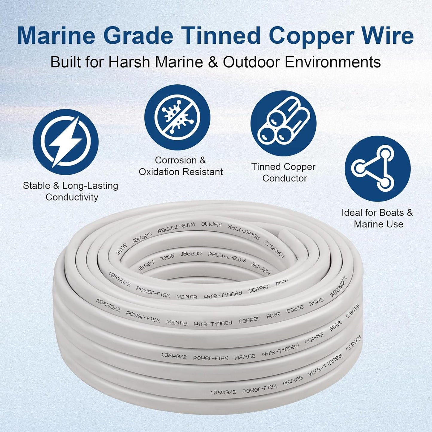 XRDS -RF 10 AWG Marine Wire 100FT, 2-Conductor (Red & Black) Duplex Marine Grade
