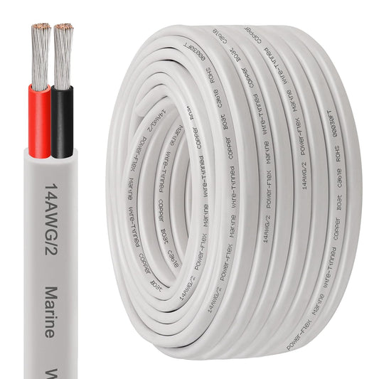XRDS -RF 14 AWG Marine Wire 100FT, 2-Conductor (Red & Black) Duplex Marine Grade