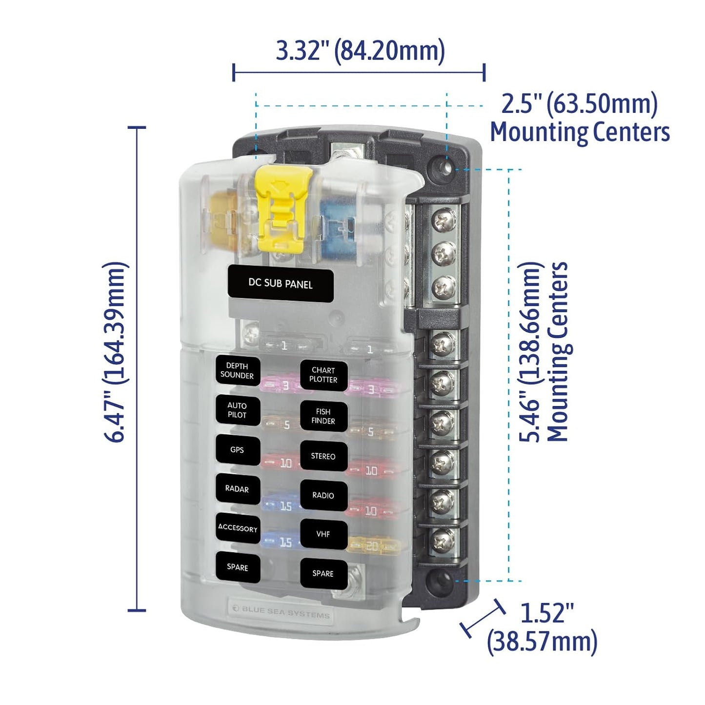 Blue Sea Systems ST Blade 12-Circuit Fuse Block with Ground - 100A